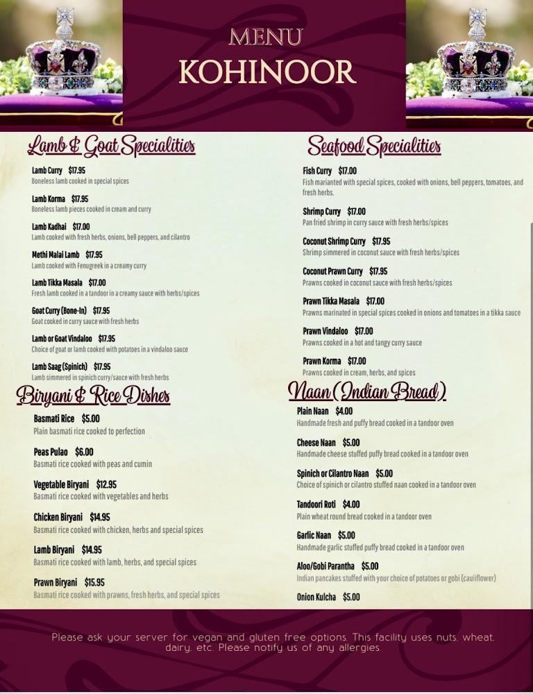 KOHINOOR Indian Cuisine Menu image 1